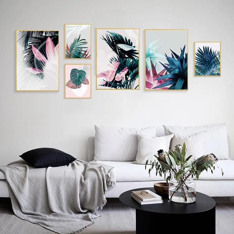 Спрей цвет тропический зеленый Растительный лист декоративная картина на холсте