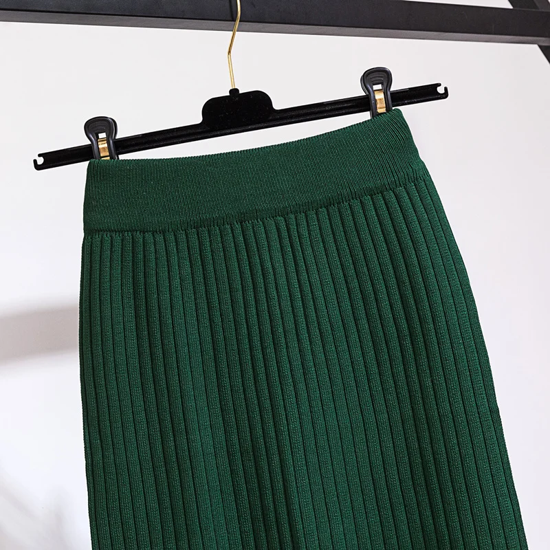 Faldas mujer moda осень зима женские трикотажные юбки однотонные сексуальные длинные юбки с разрезом faldas largas mujer