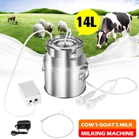 14l electric milking machine stainless steel milker farm cow goat vacuum suction pump bucket automatic cattle milking equipment