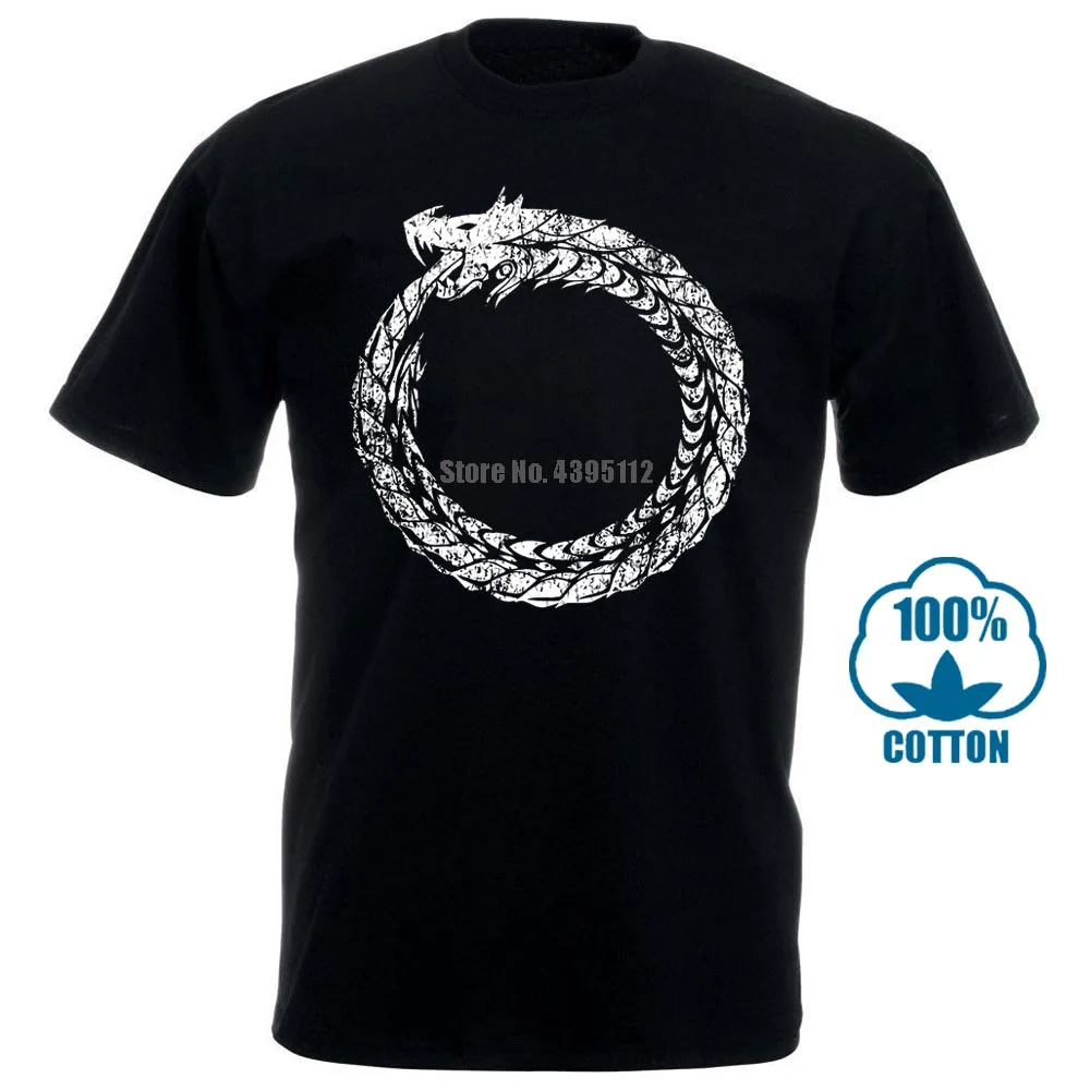 Мужская хлопковая футболка с коротким рукавом Ouroboros Uroboros Ancient Myths Snake | одежда
