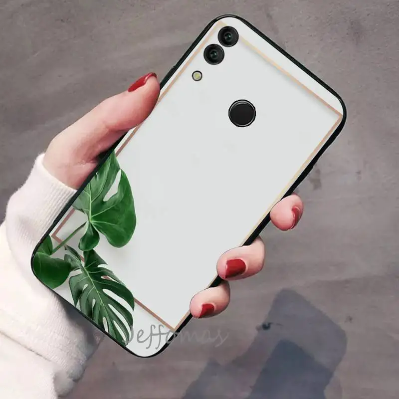 

Fresh green leaves ins Phone Case For Huawei Honor view 7a5.45inch 7c5.7inch 8x 8a 8c 9 9x 10 20 10i 20i lite pro