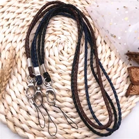 pu leather neck strap anti slip mobile phone straps cord phone hand rope lanyard for keys phone accessories women men keychain