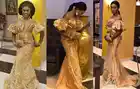 Aso Ebi Африканское кружевное вечернее платье Русалка с открытыми плечами в нигерийском стиле платья для выпускного вечера блестящее Золотое официальное платье с блестками