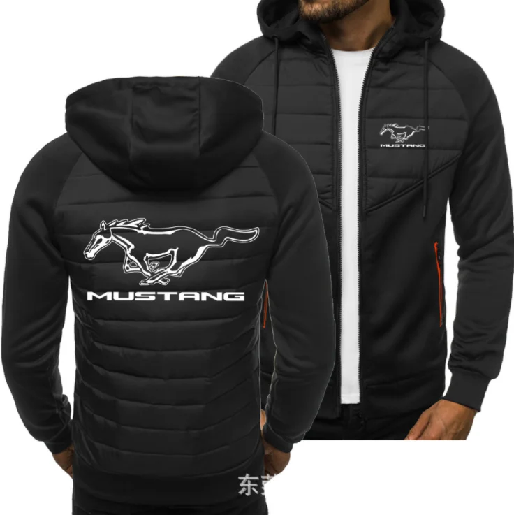 

2021new Men for MUSTANG Car Logo Print Spring Autumn Mens Jacket Casual Sweatshirt Long Sleeve Mens zipper Jacket Man Hoody L