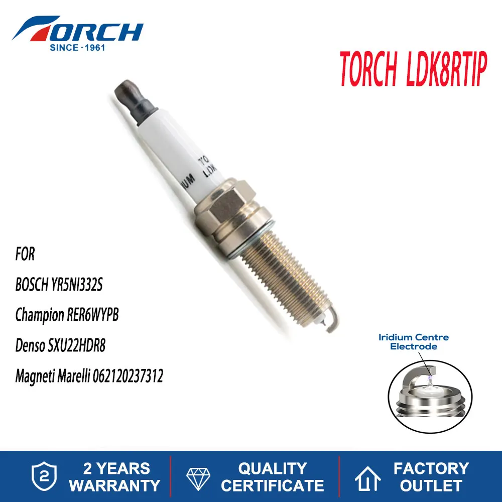 

Original Ignition Iridium Platinum TORCH Spark Plug LDK8RTIP for Champion RER6WYPB for YR5NI332S Denso SXU22HDR8 Ignition