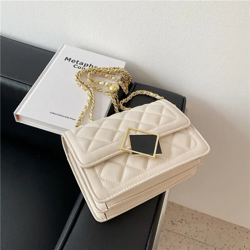

Shoulder Bag Female Designer Crossbody Bag Women Handbag Purse Chain Women Bag Fashion 2021 Simple PU Leather Diamond Lattice
