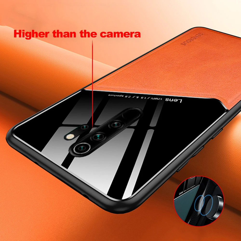 

For Xiaomi Redmi Note 8 Pro Soft TPU Frame Shockproof Case For Xiaomi Redmi Note 8 Luxury Plexiglass Leather Back Cover