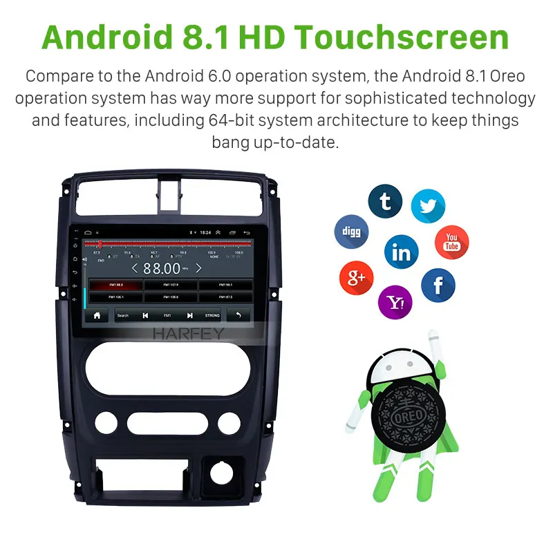 Автомобильный мультимедийный плеер Harfey 2din 9 дюймов Android 8 1 автомобильное GPS радио