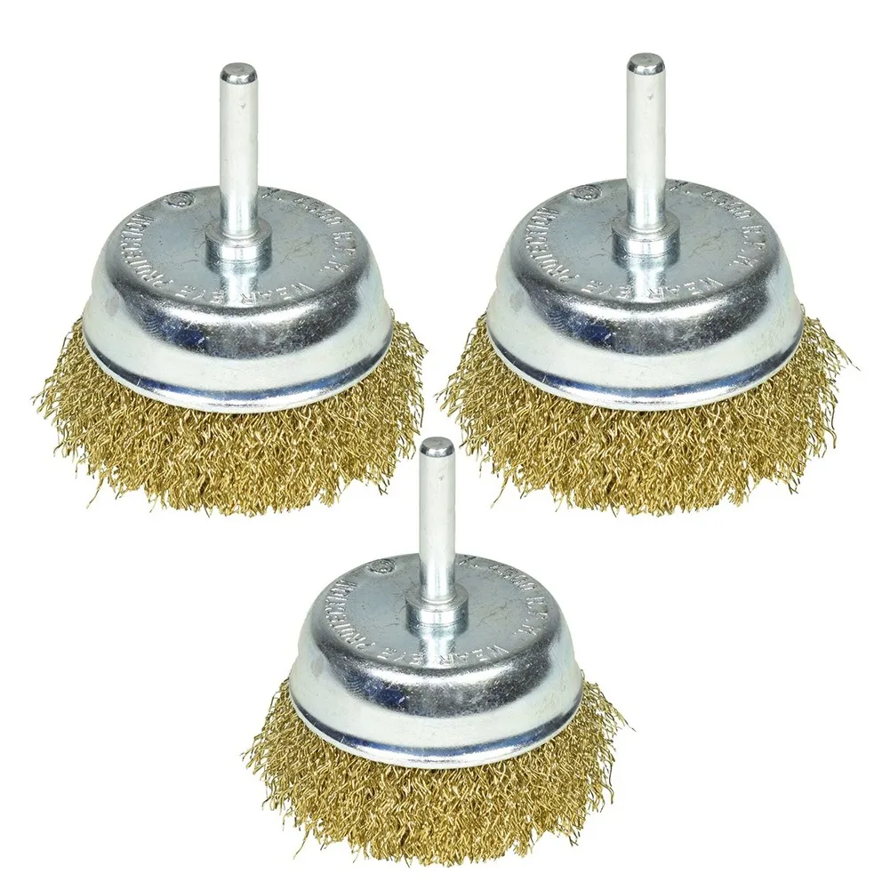 

Rust Wire Cup Brush Set Steel Brass Coated 3 Pcs Tool 3pcs/set 4500 RPM