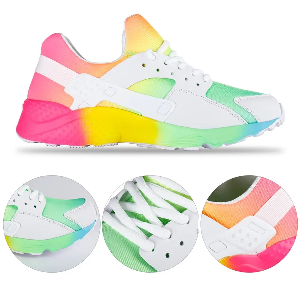 

Siddons Rainbow Color Women's Sneakers Casual Tennis Shoes Round Toe Lace Up Running Sports Shoes Woman Rubber Sole Flat Sneaker