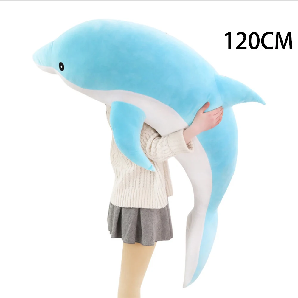 Blue 120CM Плюшевые игрушки для девочек детские Kawaii мягкие чучело дельфина куклы Животные ворс Подушка креативные детские игрушки Рождественский подарок - Цвет: Blue 120CM
