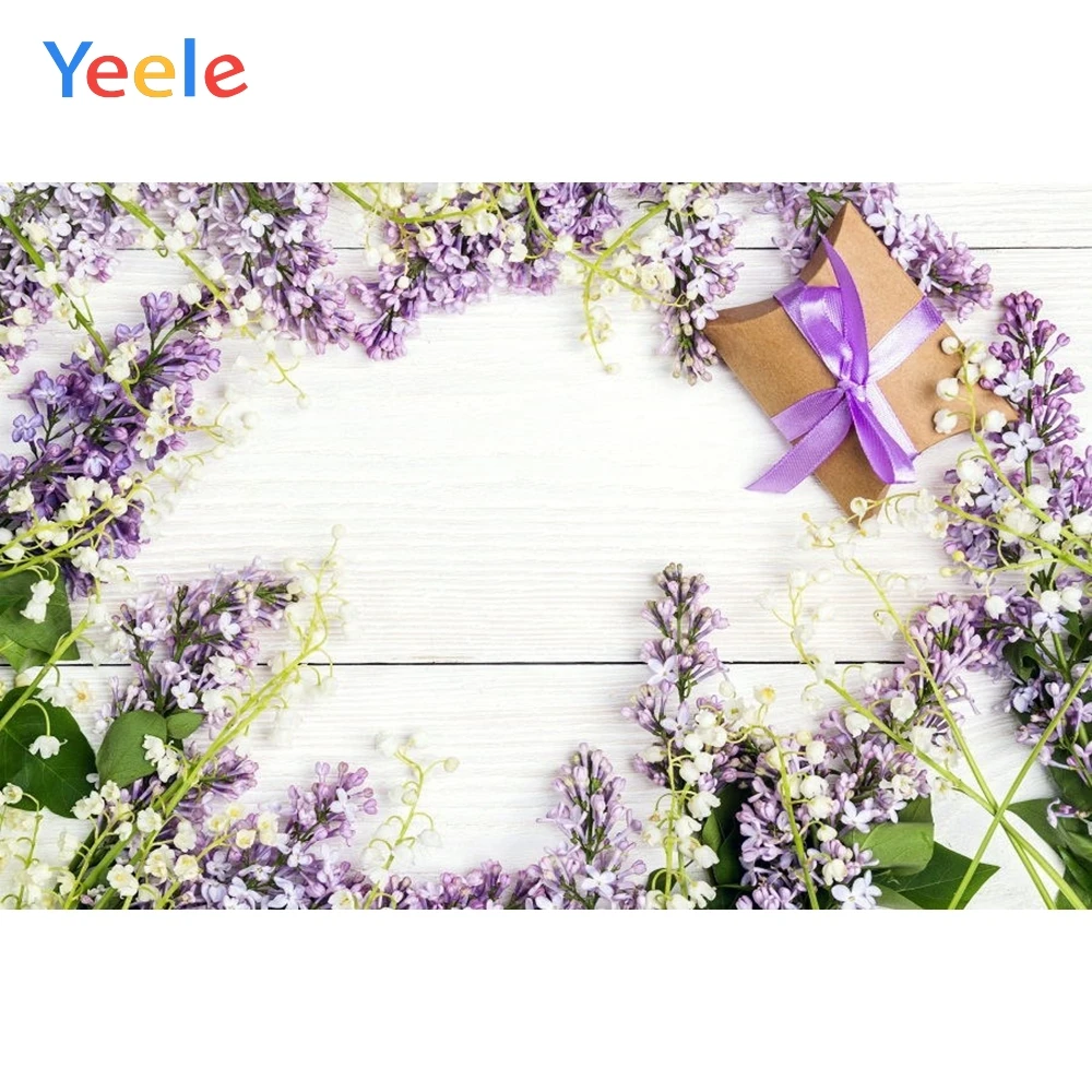 Виниловый фон для фотосъемки с изображением деревянных досок весенних цветов