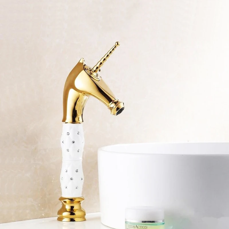 

White and Black 2 Colors Finishing Brass Material Deck Mounted Wash Basin Tap