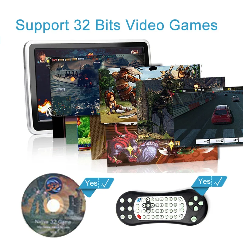 Автомобильный подголовник монитор dvd-плеер 1024x600 цифровой экран USB/HDMI/IR/FM
