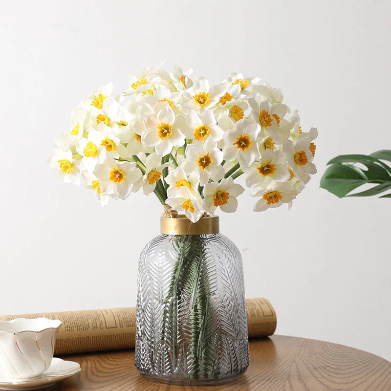 

Artificial Narcissus Flower Bouquet Home Decoration Fake Desktop Flowers Wedding Scene Decor Daffodil