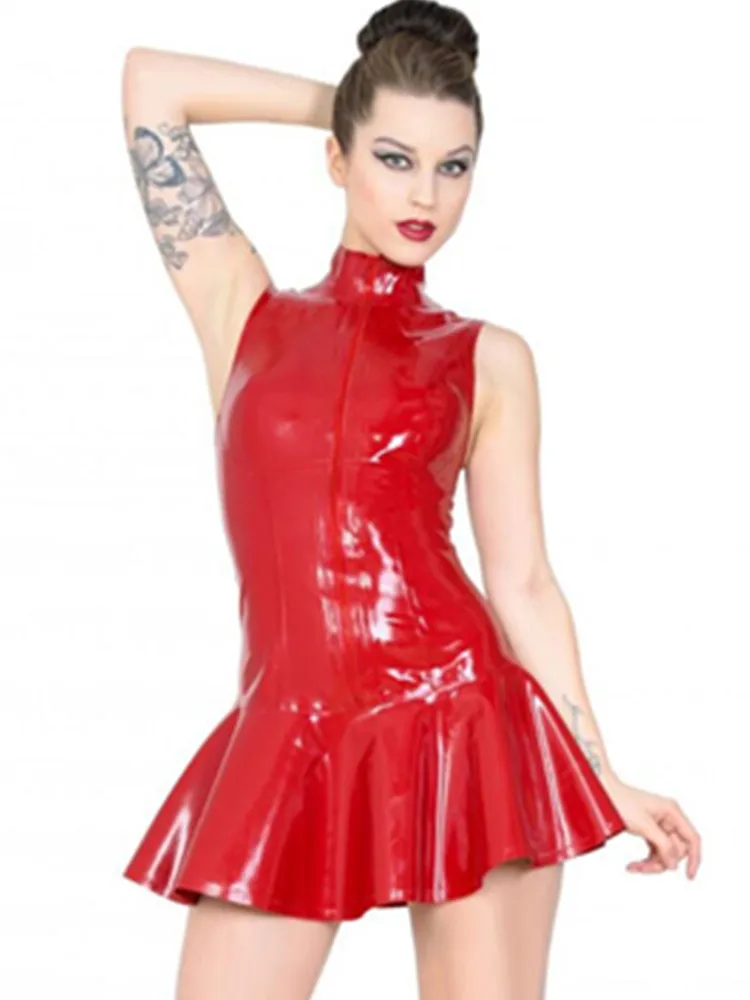 S-5XL Одежда высшего качества леди сексуальный искусственная кожа из ПВХ латексное