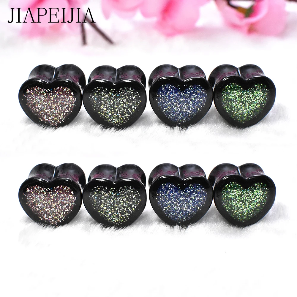 

Black Heart Shape Ear Tunnel Plug and Gauge Acrylic Ear Expander Stretcher Piercing Earring 8-25mm