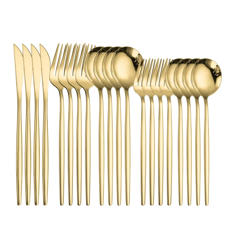 

Gold Cutlery Dinner Set Stainless Steel Tableware Kitchen Set Dinnerware Spoon Fork Knife Dinner Set Tableware Golden Cutlery