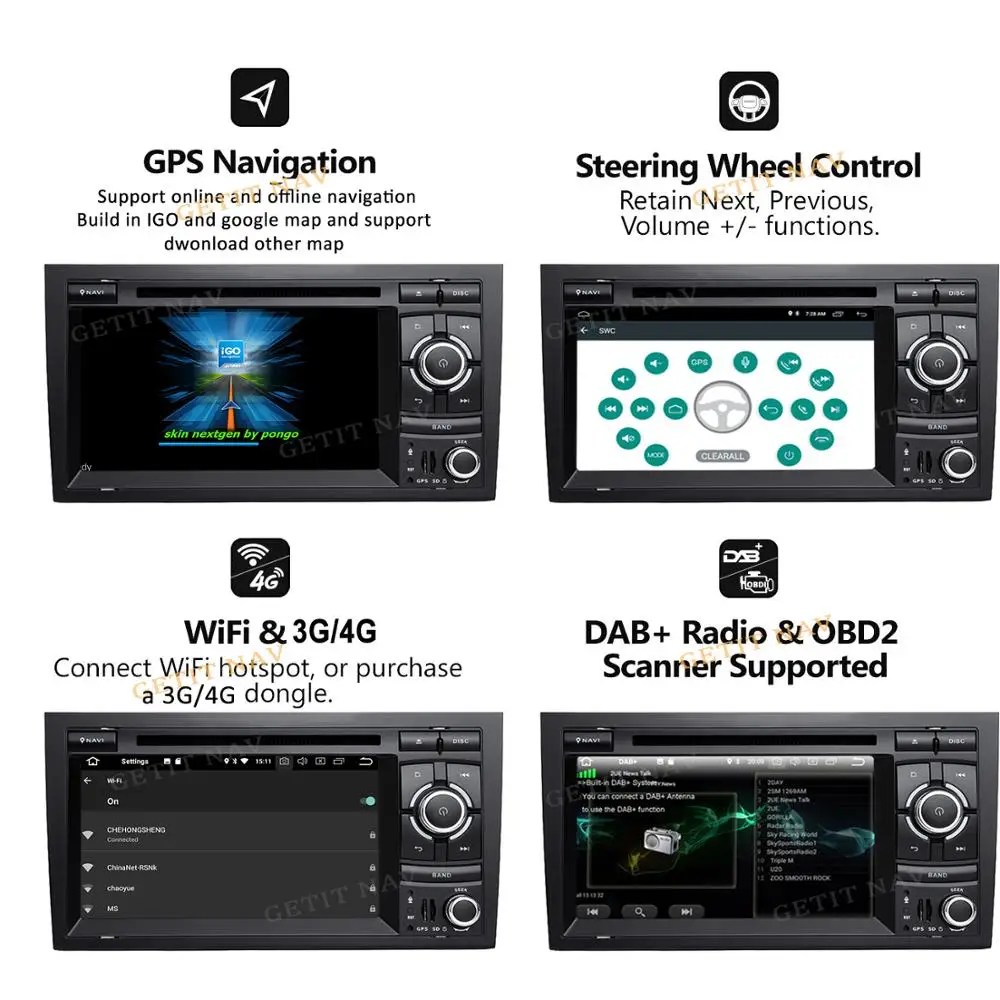 64 Гб DSP Android 10 автомобильный стерео DVD мультимедийный плеер для Audi A4 S4 RS4 2002 - 2007 с WiFi