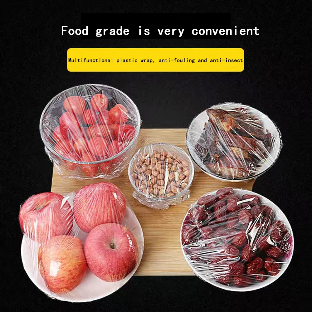 

Disposable Food Cover Plastic Wrap Elastic Food Lids For Fruit Bowls Cups Caps Storage Kitchen Fresh Keeping Saver Bag