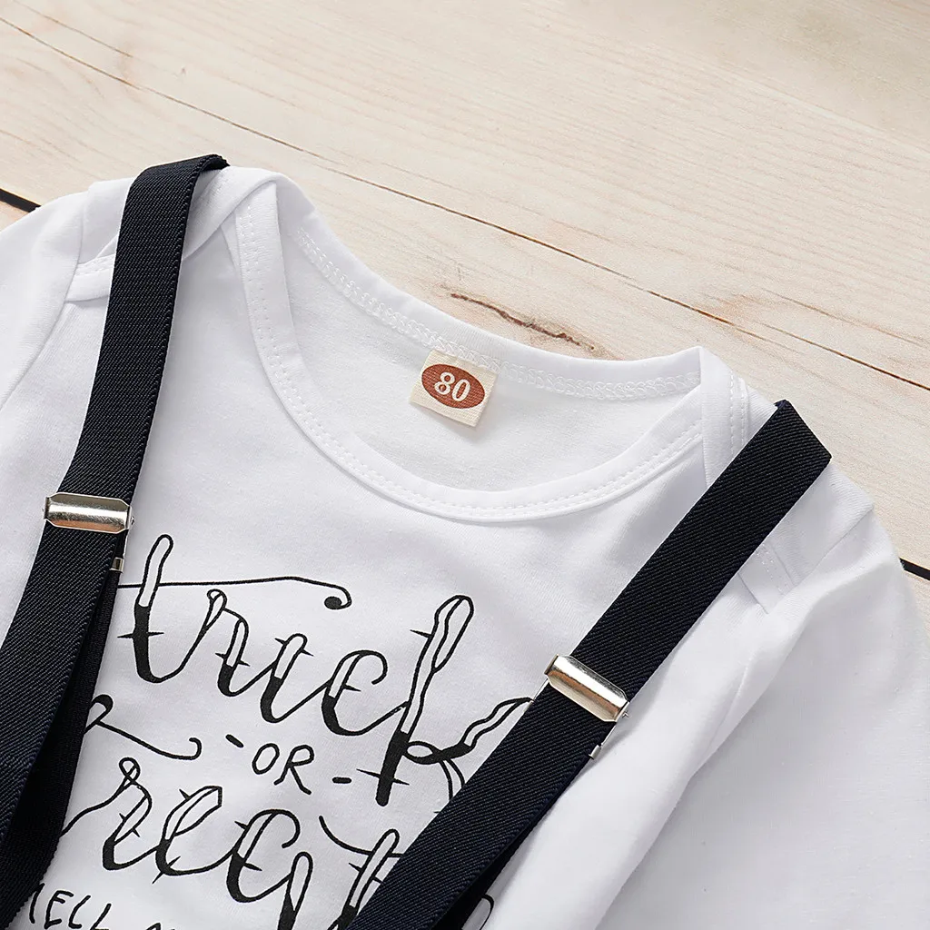 Toddler Kids Baby Boys Letter Shirt Tops+Denim Pants Overalls Gentleman Suit roupas infantis menina high quality W1010 |