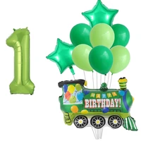10pcs car foil balloons engineering car train fire truck balloon 1 2 3 4 5st birthday party decoration 40inch number kids globos