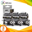 Лента для принтера Epson SC12KZ, 12 мм, LK-4BKP, LC-4BKP, цвет золотой на черном, ярлык