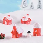 Миниатюрная вилла ярких цветов, креативный Рождественский Снежный дом из смолы, аксессуары для красного домика для кукольного домика