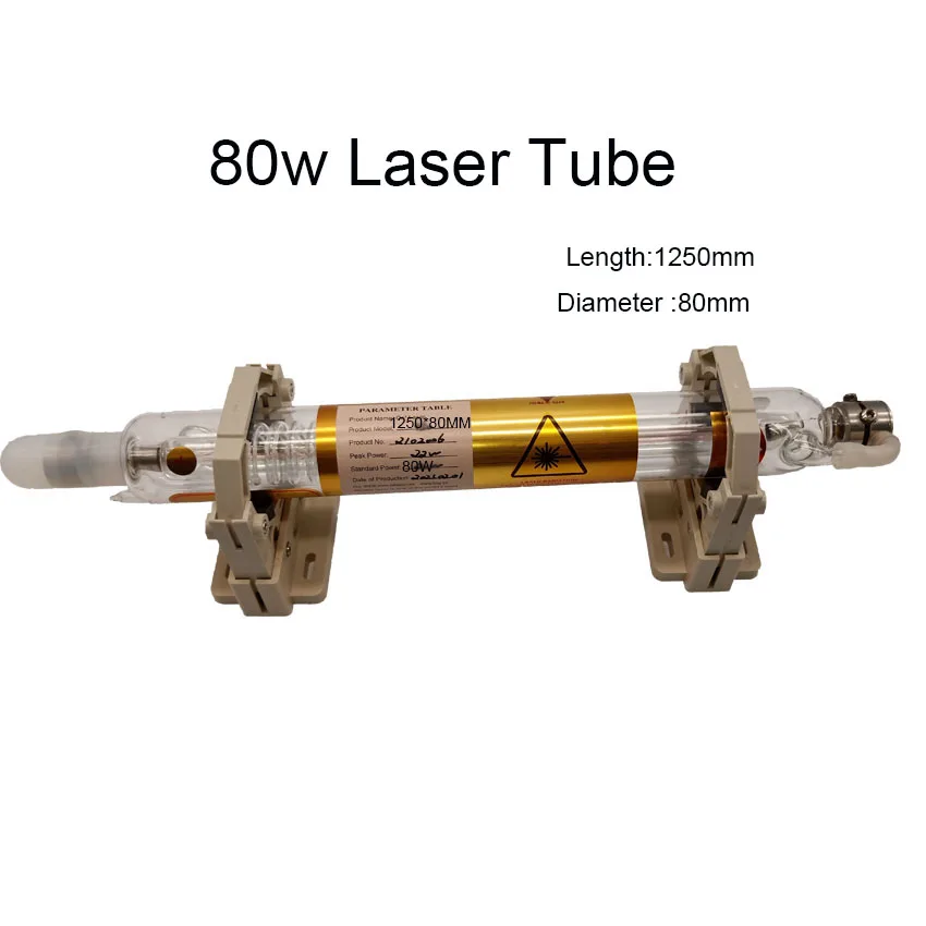 

80W 1250*80mm Laser Tube CO2 Laser Glass Lamp For Laser Power Supply Engraver Machine Parts Pipe Carving Cut Mark