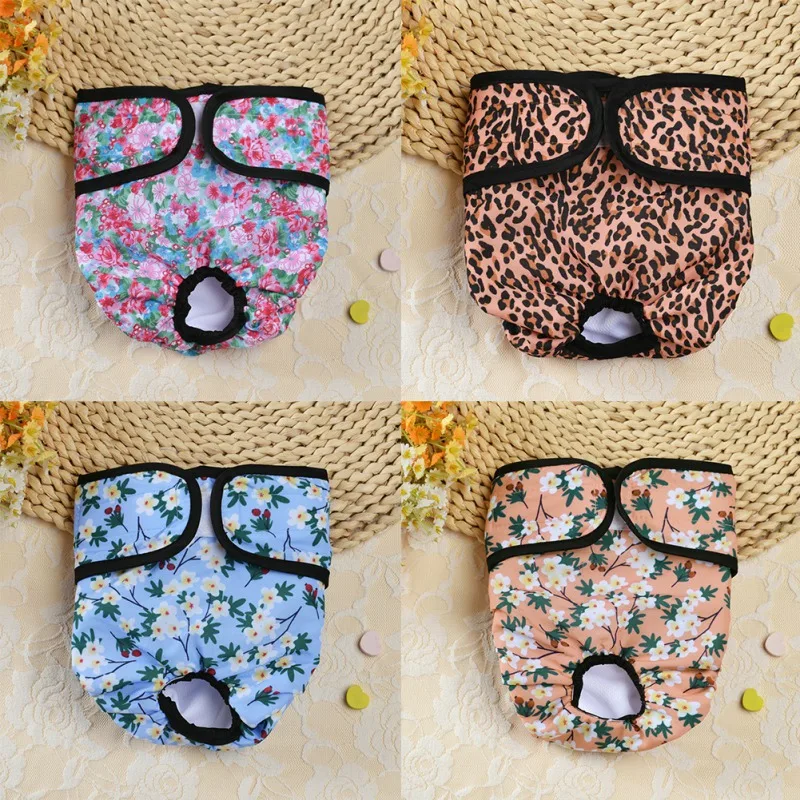 Reusable Washable Dog Diapers Pet Physiological Pants Highly Absorbent Premium Female Dog Floral Diapers Underwear Briefs