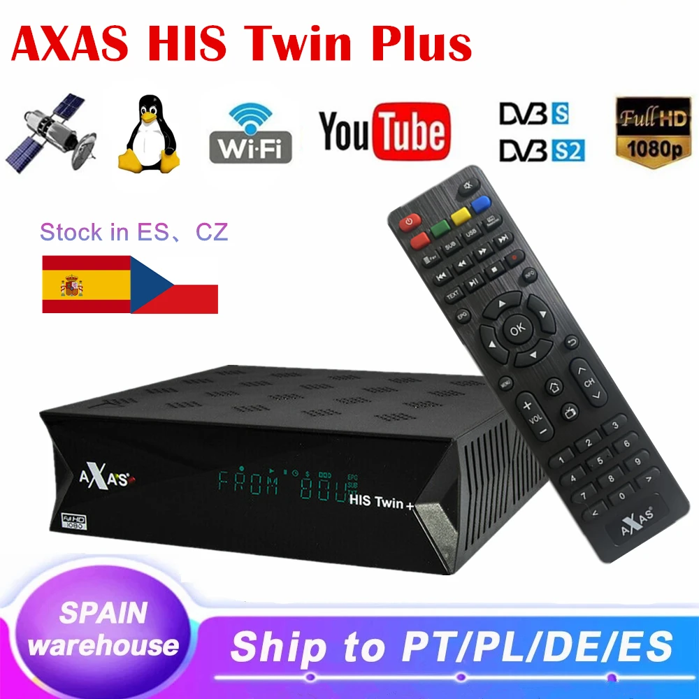 Спутниковый ТВ приемник Axas His Twin Plus 1080P HD Linux Enigma2 двойные фотостудии со встроенным