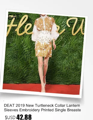 DEAT new autumn and winter fashion women clothes turtleneck lantern sleeves bow embroidery pullover short knits top WJ88202