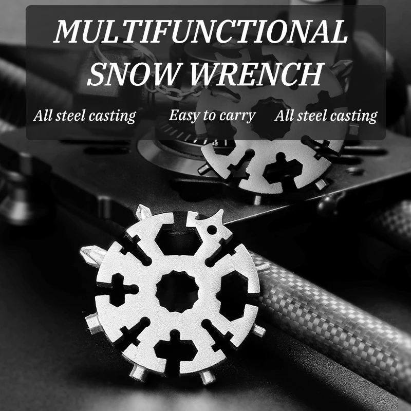 

18 In 1 Snowflake Multi Tool Pocket Keyring Spanner Hex Wrench Multifunction Multipurpose Camp Survive Outdoor Sport Hike