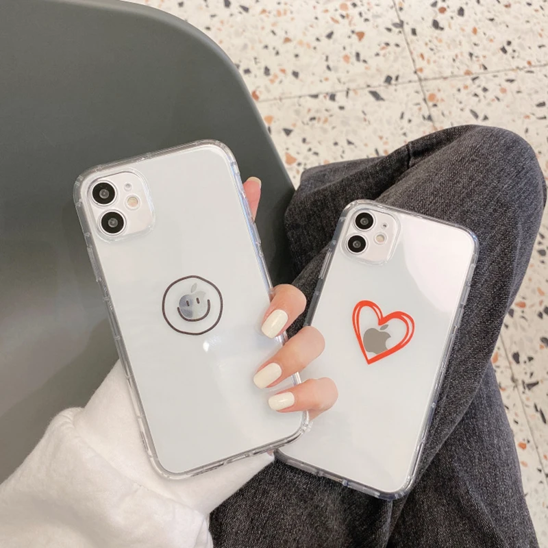 

Transparent Love Heart Phone Case For iPhone 12 11 Pro Max 7 8 Plus X XR XS Max 12 Pro Soft Back Cover