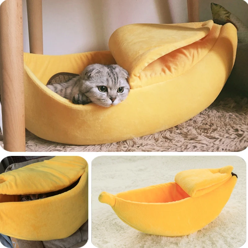 

2020 New Banana Pet Basket Supplies Mat Beds for Cats Kittens Cat Bed House Cozy Cute Banana Puppy Cushion Kennel Warm Portable