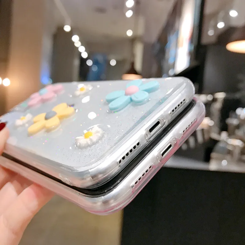 

KONSMART Case For Xiaomi Redmi 9T Clear Glitter Sun Flower Phone Cases Redmi9T Luxury Cute Silicone Soft Back Cover