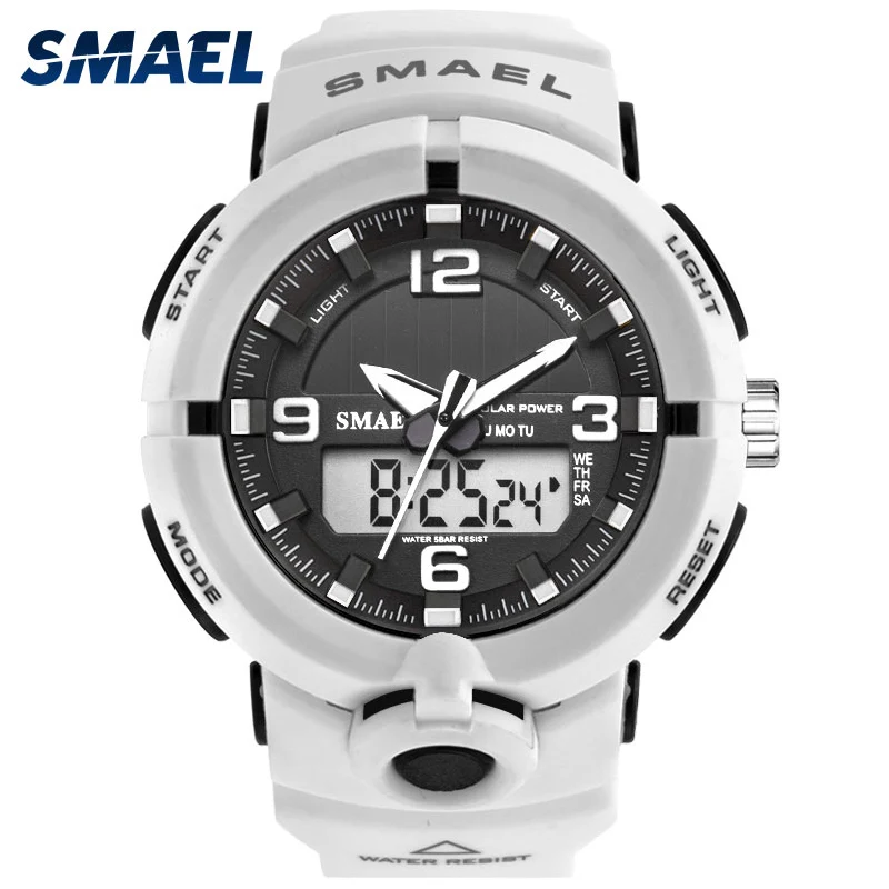 Кварцевые Для мужчин часы SMAEL мужские спортивные военные цифровой светодиодный