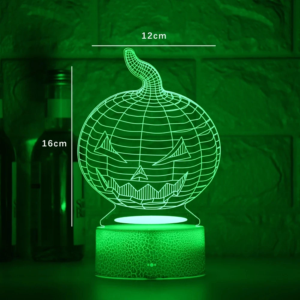 

Newest Pumpkin Acrylic 3D Lamp 7 Color Change Small Night Light Baby Color lights LED USB Desk lamp Atmosphere Night Decor lamp