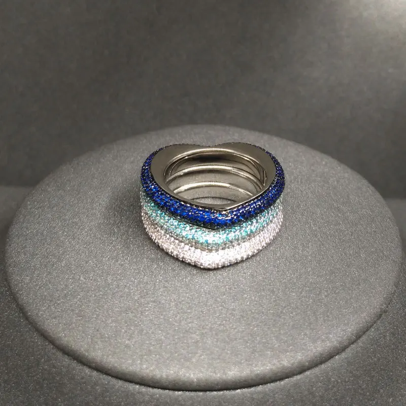 

Anillo de amor multicolor para mujer, de plata de ley s925, estilo romantico dulce, regalo de Navidad de lujo