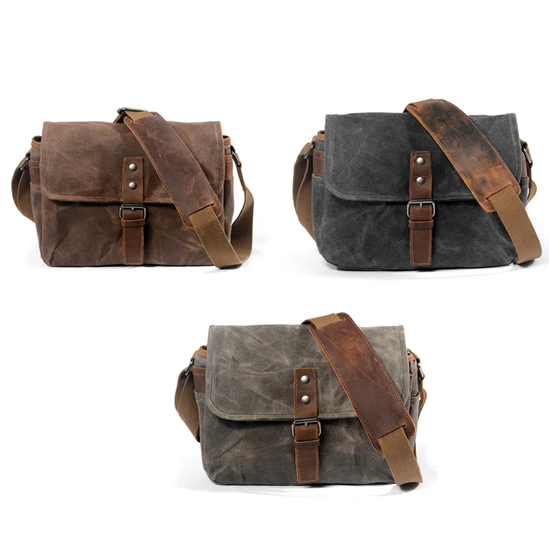 

Retro Waterproof Camera Bag Photography Packages Dslr Shoulder Sling Case for Sony Nikon Canon Canvas Mini Single Messenger Men
