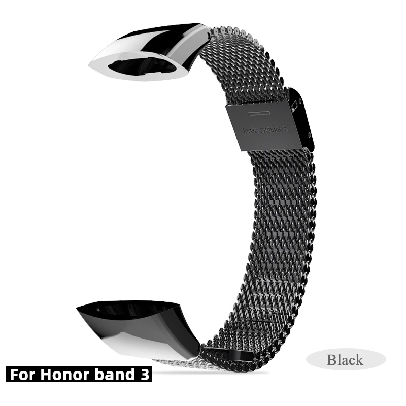 Black-Honor 3 Mijobs Миланский металлический ремешок 155-255 мм ремешок для часов браслет из нержавеющей стали браслеты для huawei Honor 3 Band 4 умные аксессуары - Цвет: Black-Honor 3