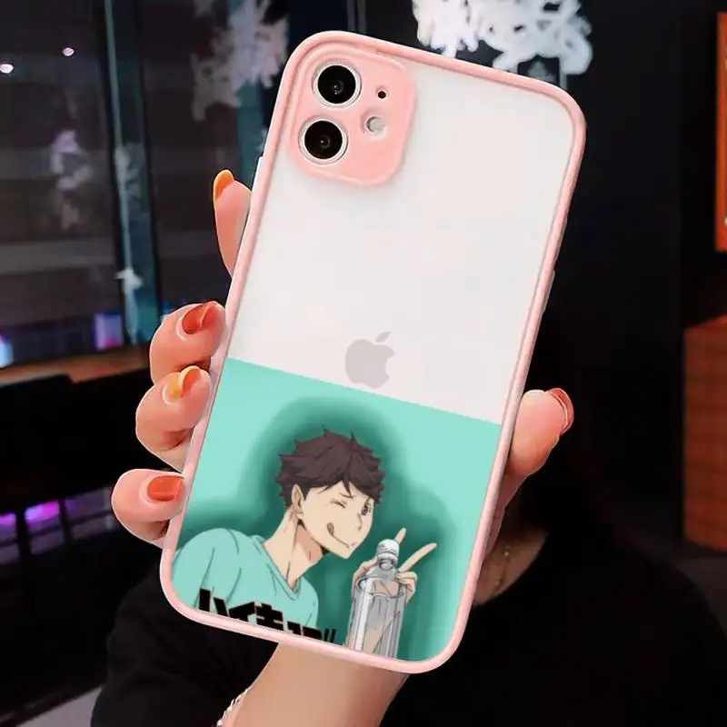 

Haikyuu Oikawa Phone Case Pink matte transparent For iPhone 7 8 x xs xr 11 12 pro plus max mini Clear Funda