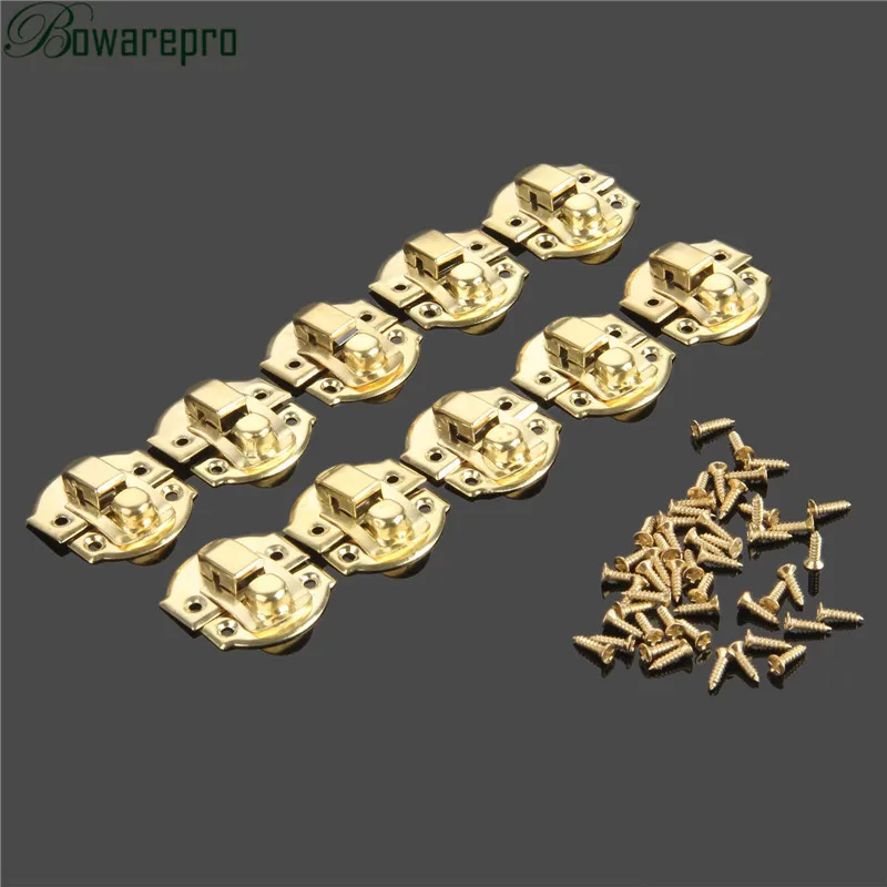 

bowarepro 50PCS Hasps Lock Catch Latches for Jewelry Chest Box Suitcase Buckle Clip Clasp Vintage Hardware Bronze 27*29mm