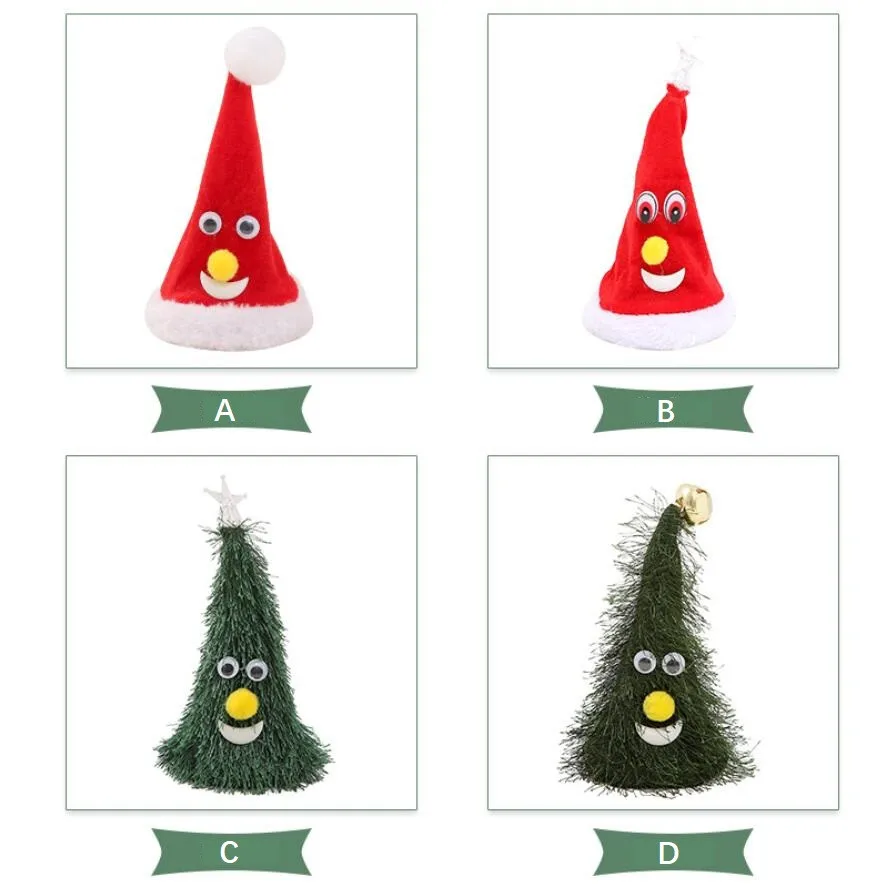 

6 Inch Electric Christmas Hat Shaking Star Bell Toy Decoration Christmas Tree Glowing Decoration For Home Children Toy