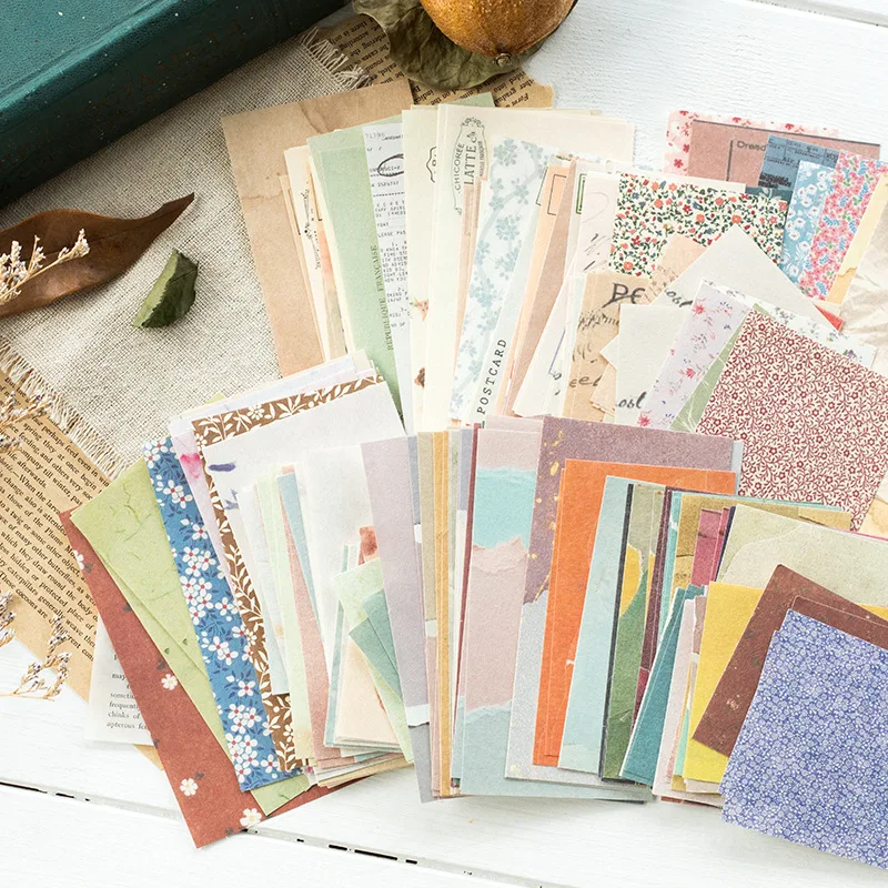 

60Pcs/Set Retro Writable Material Base Paper Korean Vintage Hand Account Decoration Botanical Stationery Stickers Wholesale