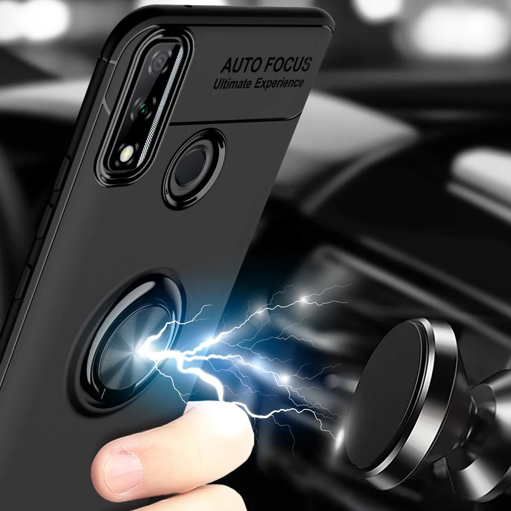 Корпус KEYSION Luxury Metal Ring для Huawei Y8S Soft Silicone Matte Shockproof Phone Back Cover.