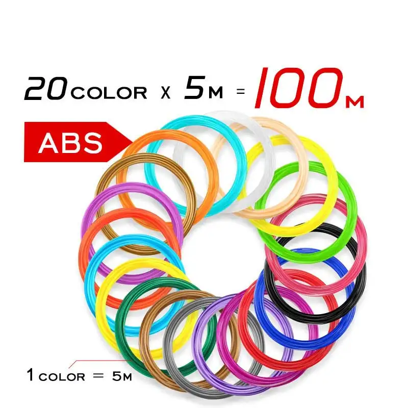 ABS filament 100m SUNLU 3D ручки для печати Поддержка 1,75 мм PLA/PLC/ABS нити Цифровой 3D Ручка для рисования для детей и взрослых DIY подарок SL-300A - Цвет: ABS filament 100m
