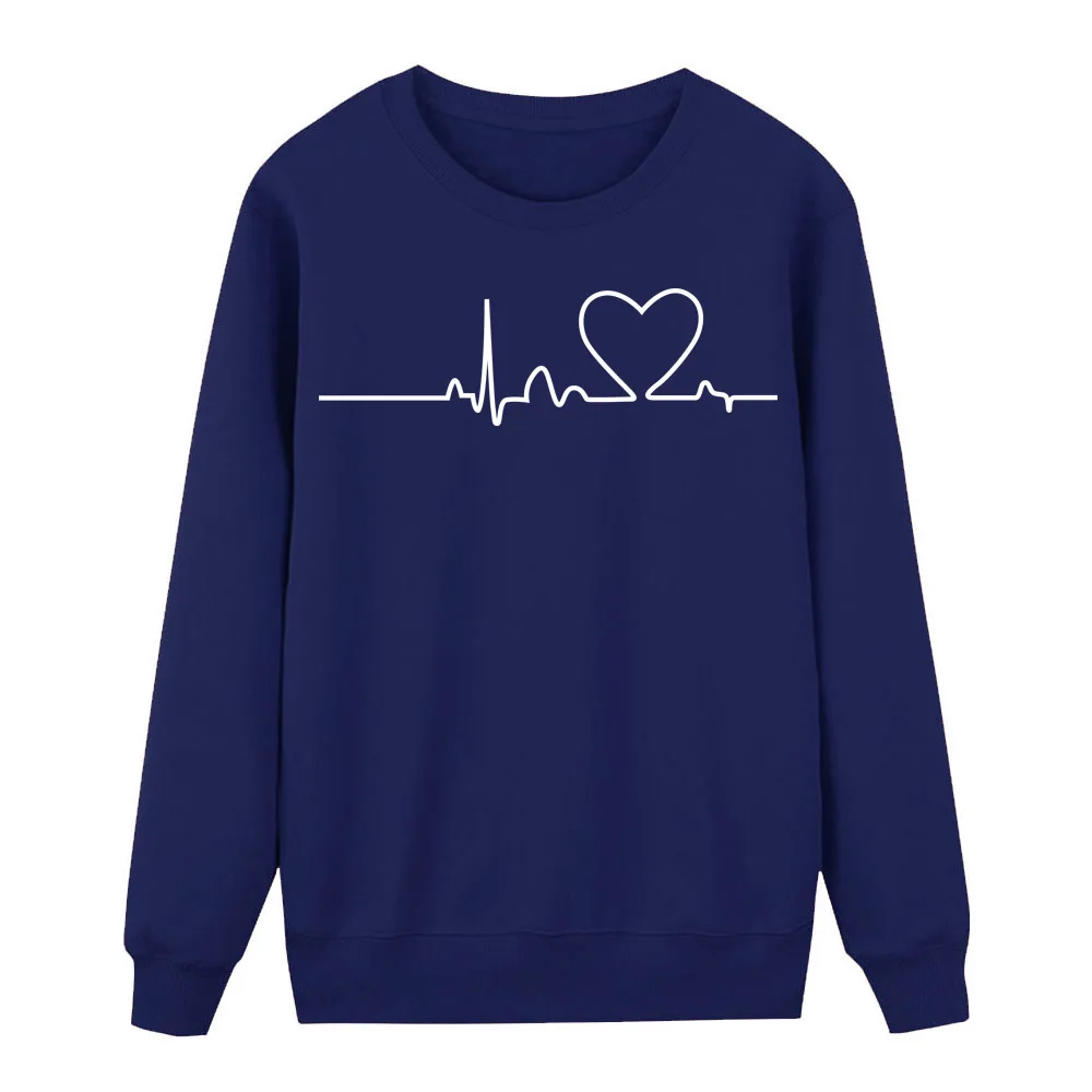 Heartbeats Kawaii Новые простые Стильные толстовки женские флисовые весенние зимние повседневные Пуловеры горячая Распродажа милые свободные толстовки