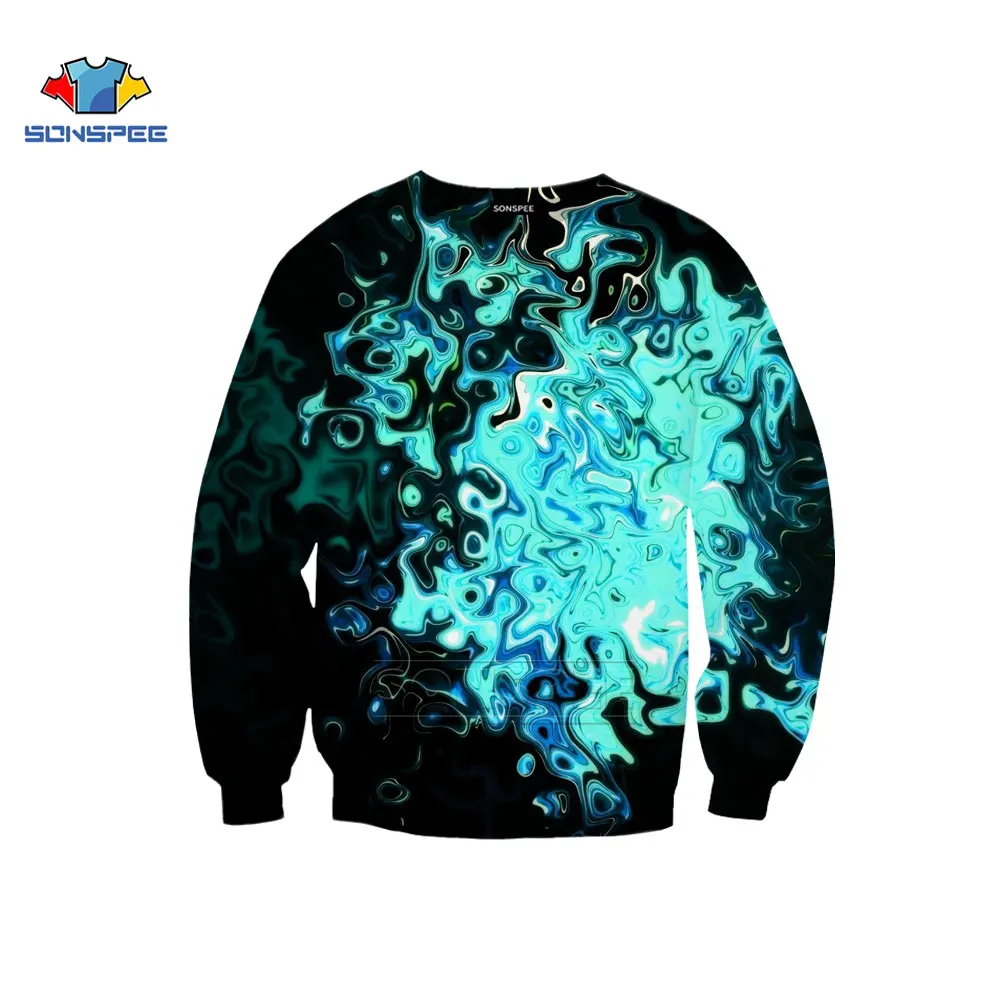 

SONSPEE NEW Sweatshirt Geometry Personality Fashion Abstract Style Unique Bright Dark Oversized Crew Neck Pullover Polyester