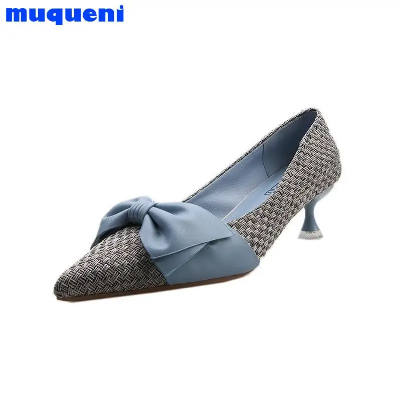 

MUQUENI 2021 lady fashion high quality green high heels women cute comfortable slip on high heel pumps party high heel shoes
